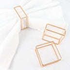 4 Pack Gold Metal Hollow Square Napkin Rings, Modern Geometric Cube Napkin Holders - Bell Racket Store