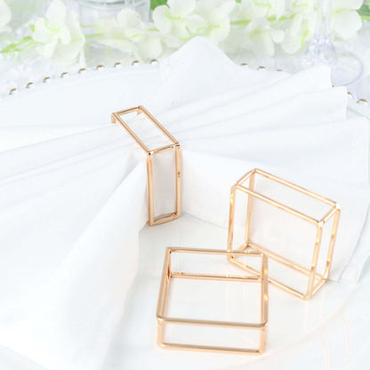 4 Pack Gold Metal Hollow Square Napkin Rings, Modern Geometric Cube Napkin Holders - Bell Racket Store