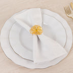 4 Pack Gold Metal Jasmine Flower Napkin Holders with Pearl Center, Decorative Floral Napkin Ring Bands - 2" - Bell Racket Store