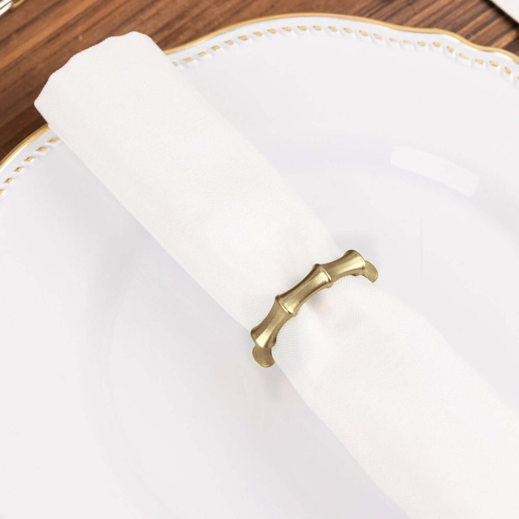 4 Pack Gold Metal Napkin Rings Bamboo Knuckle Style, Modern Serviette Holders - 2" - Bell Racket Store