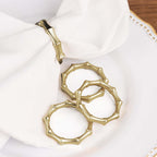 4 Pack Gold Metal Napkin Rings Bamboo Knuckle Style, Modern Serviette Holders - 2" - Bell Racket Store