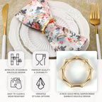4 Pack Gold Metal Napkin Rings Bamboo Knuckle Style, Modern Serviette Holders - 2" - Bell Racket Store
