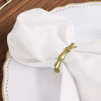 4 Pack Gold Metal Napkin Rings Bamboo Knuckle Style, Modern Serviette Holders - 2" - Bell Racket Store