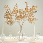 4 Pack Gold Metallic Artificial Leaf Sprays 33â€ â€“ Italian Ruscus Branches Plastic Greenery for Decorative Arrangements - Bell Racket Store