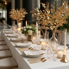 4 Pack Gold Metallic Artificial Leaf Sprays 33â€ â€“ Italian Ruscus Branches Plastic Greenery for Decorative Arrangements - Bell Racket Store