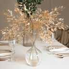 4 Pack Gold Metallic Artificial Leaf Sprays 33â€ â€“ Italian Ruscus Branches Plastic Greenery for Decorative Arrangements - Bell Racket Store