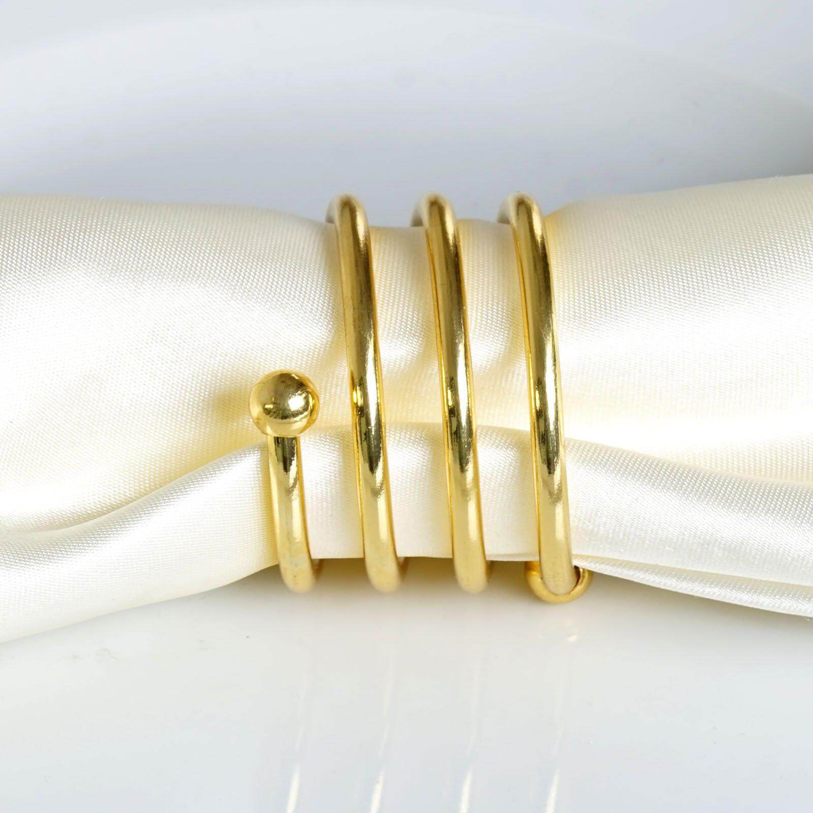 4 Pack Gold Plated Spiral Aluminum Napkin Rings - NestOCart