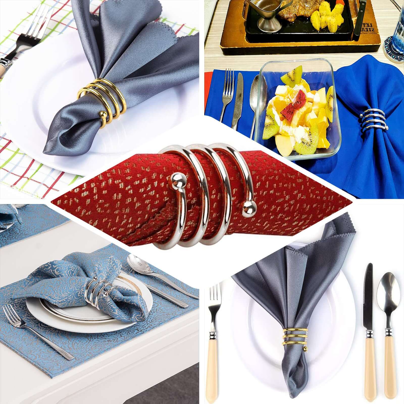 4 Pack Gold Plated Spiral Aluminum Napkin Rings - NestOCart