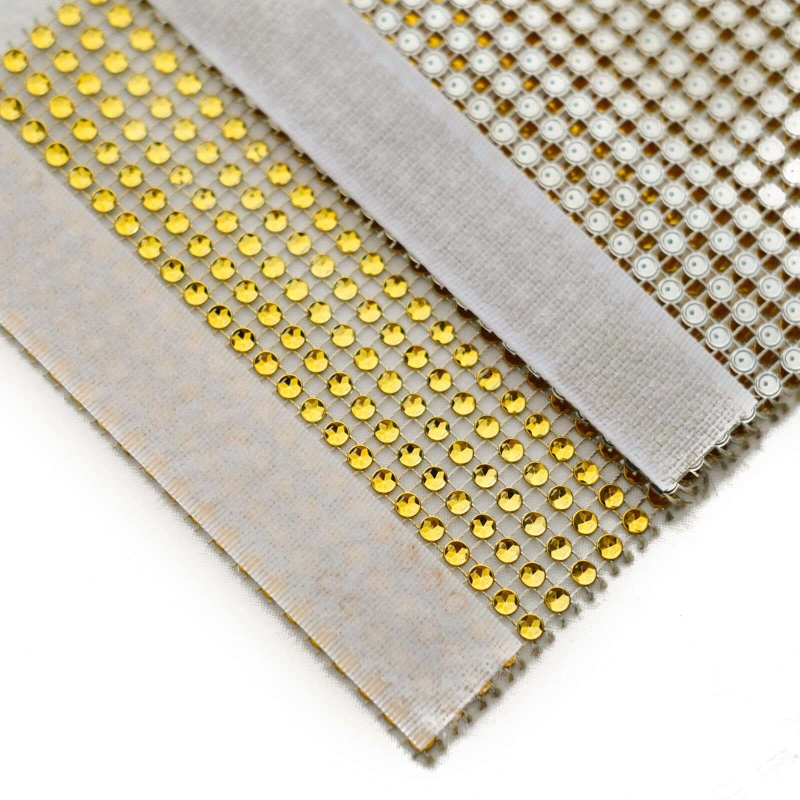 4 Pack Gold Rhinestone Mesh Velcro Backdrop Curtain Bands, Large Chair Sash Clip Tie Backs - 5"X10" - Bell Racket Store