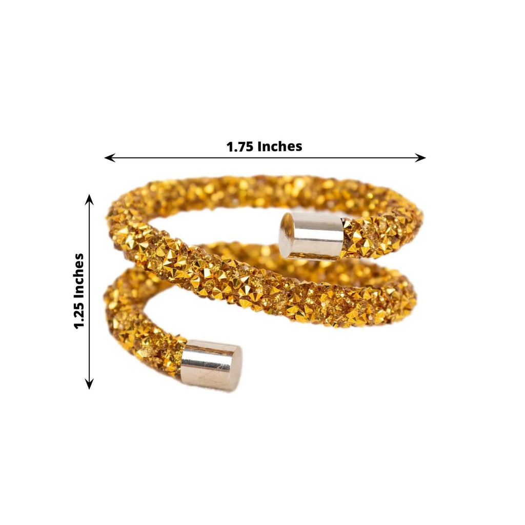 4 Pack Gold Rhinestone Swirl Napkin Rings, Sparkle Cloth Napkin Holders - Bell Racket Store
