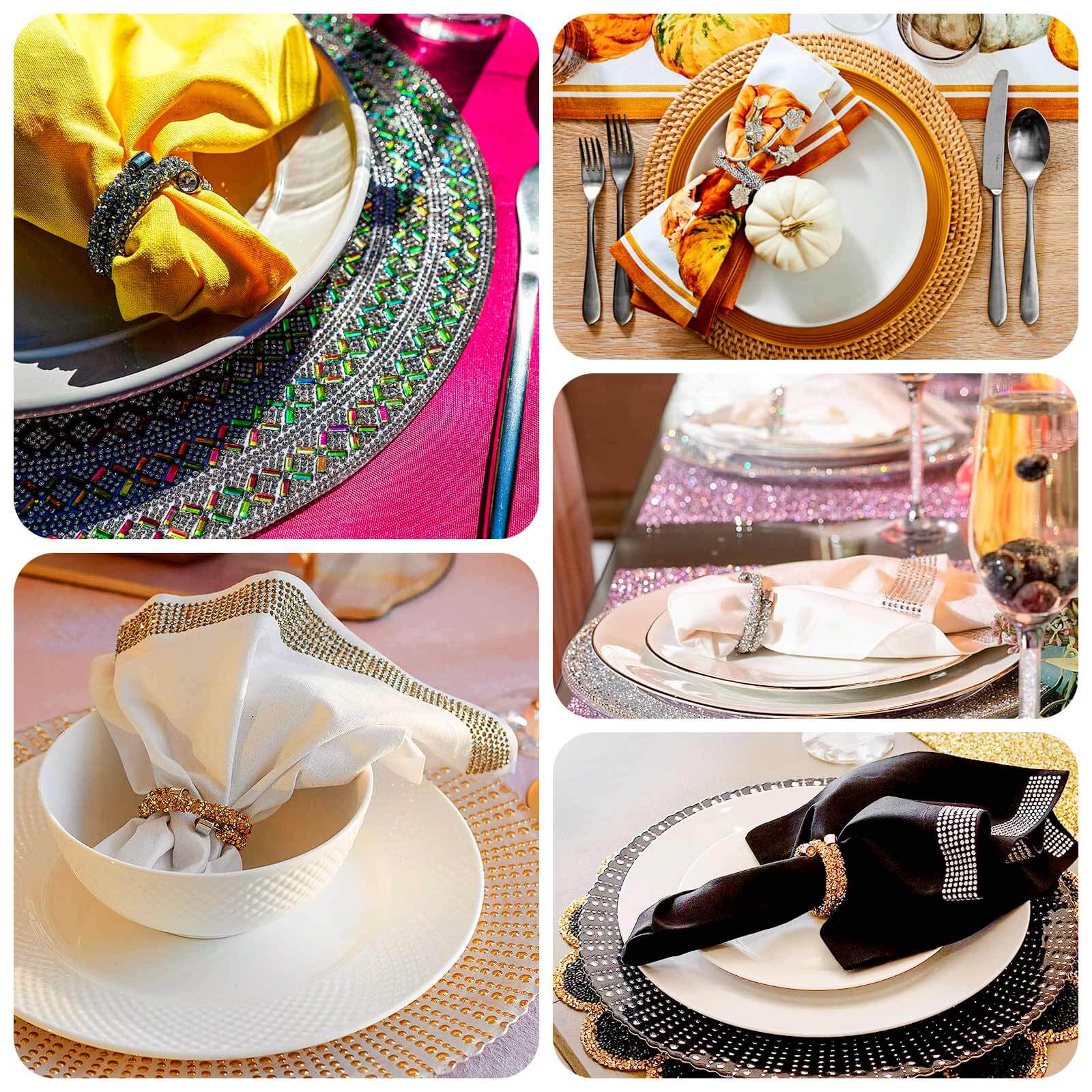 4 Pack Gold Rhinestone Swirl Napkin Rings, Sparkle Cloth Napkin Holders - Bell Racket Store