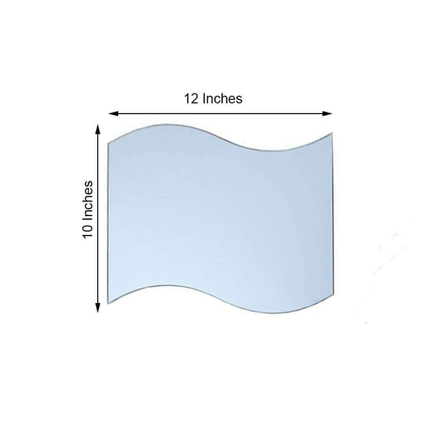 4 - Pack Hanging Wall Decor Wave Glass Mirror Table Centerpiece - Reflective Decorative Display 12" - NestOCart