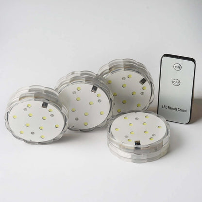 4 - Pack LED Disc Lights Flower Shaped Design Warm White - Remote Operated DIY Lighting 3" - NestOCart