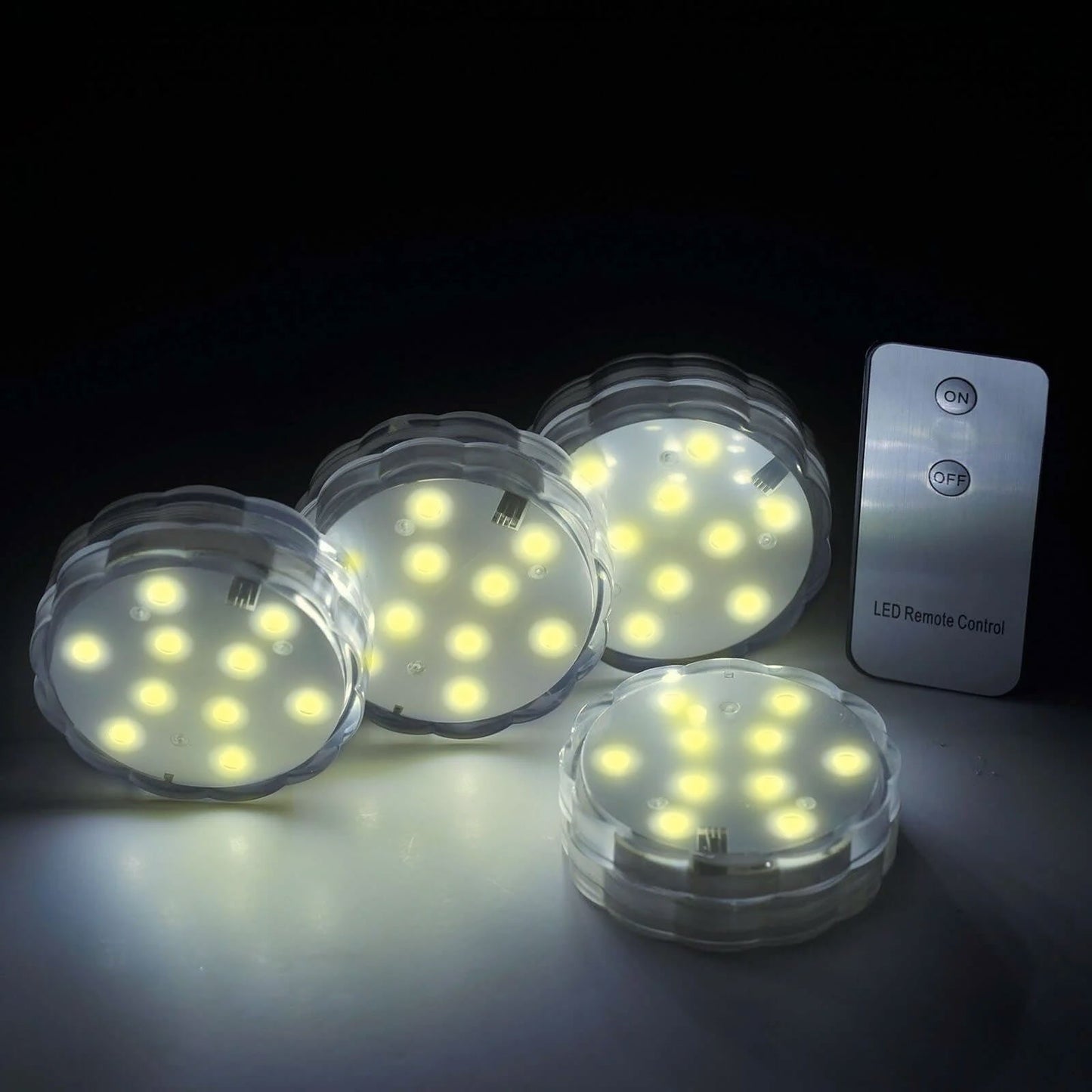4 - Pack LED Disc Lights Flower Shaped Design Warm White - Remote Operated DIY Lighting 3" - NestOCart