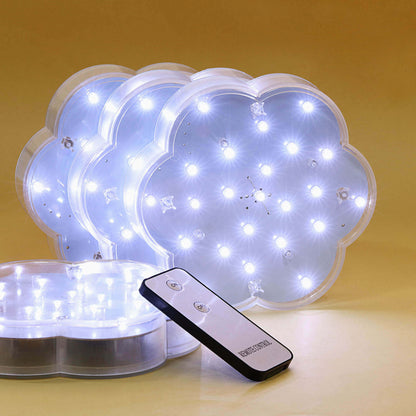 4 - Pack LED Disc Lights Flower Shaped Design White - 23 LEDs with Remote DIY Lighting 6" - NestOCart