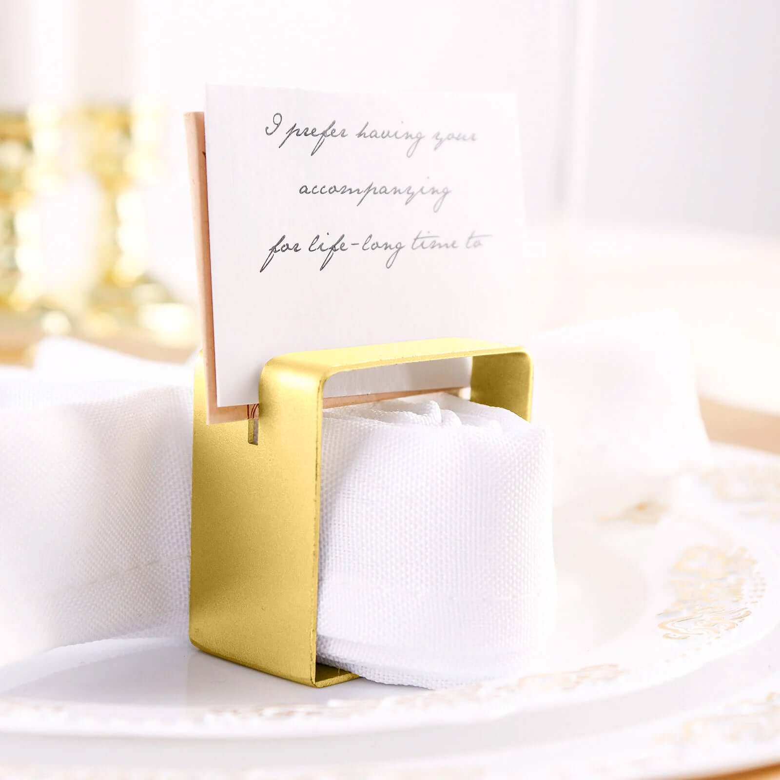 4 Pack Matte Gold Metal Square Napkin Rings with Place Card Holder, Modern Design Multipurpose Napkins Rings - Bell Racket Store