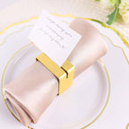 4 Pack Matte Gold Metal Square Napkin Rings with Place Card Holder, Modern Design Multipurpose Napkins Rings - Bell Racket Store