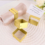 4 Pack Matte Gold Metal Square Napkin Rings with Place Card Holder, Modern Design Multipurpose Napkins Rings - Bell Racket Store