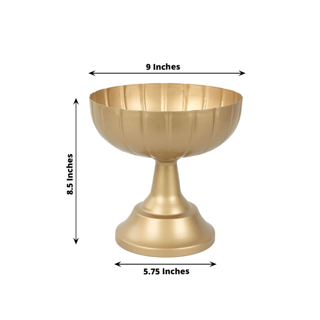 4 - Pack Metal Compote Pedestal Bowl Flower Vases in Grecian Urn Style Gold - Refined Floral Wedding Table Centerpieces 8.5" - Bell Racket Store