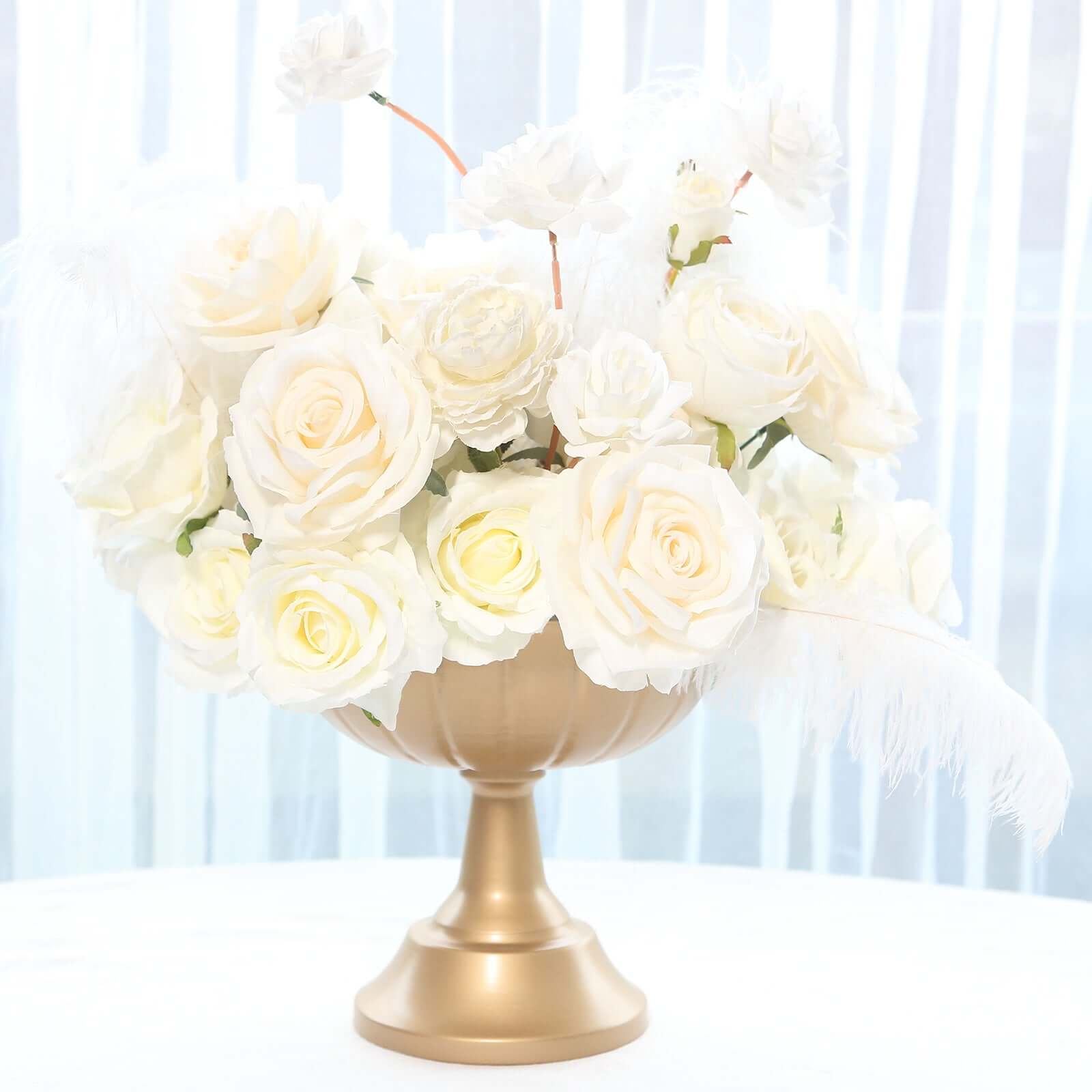 4 - Pack Metal Compote Pedestal Bowl Flower Vases in Grecian Urn Style Gold - Refined Floral Wedding Table Centerpieces 8.5" - Bell Racket Store