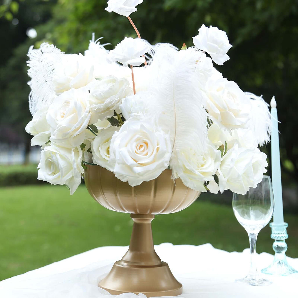 4 - Pack Metal Compote Pedestal Bowl Flower Vases in Grecian Urn Style Gold - Refined Floral Wedding Table Centerpieces 8.5" - Bell Racket Store