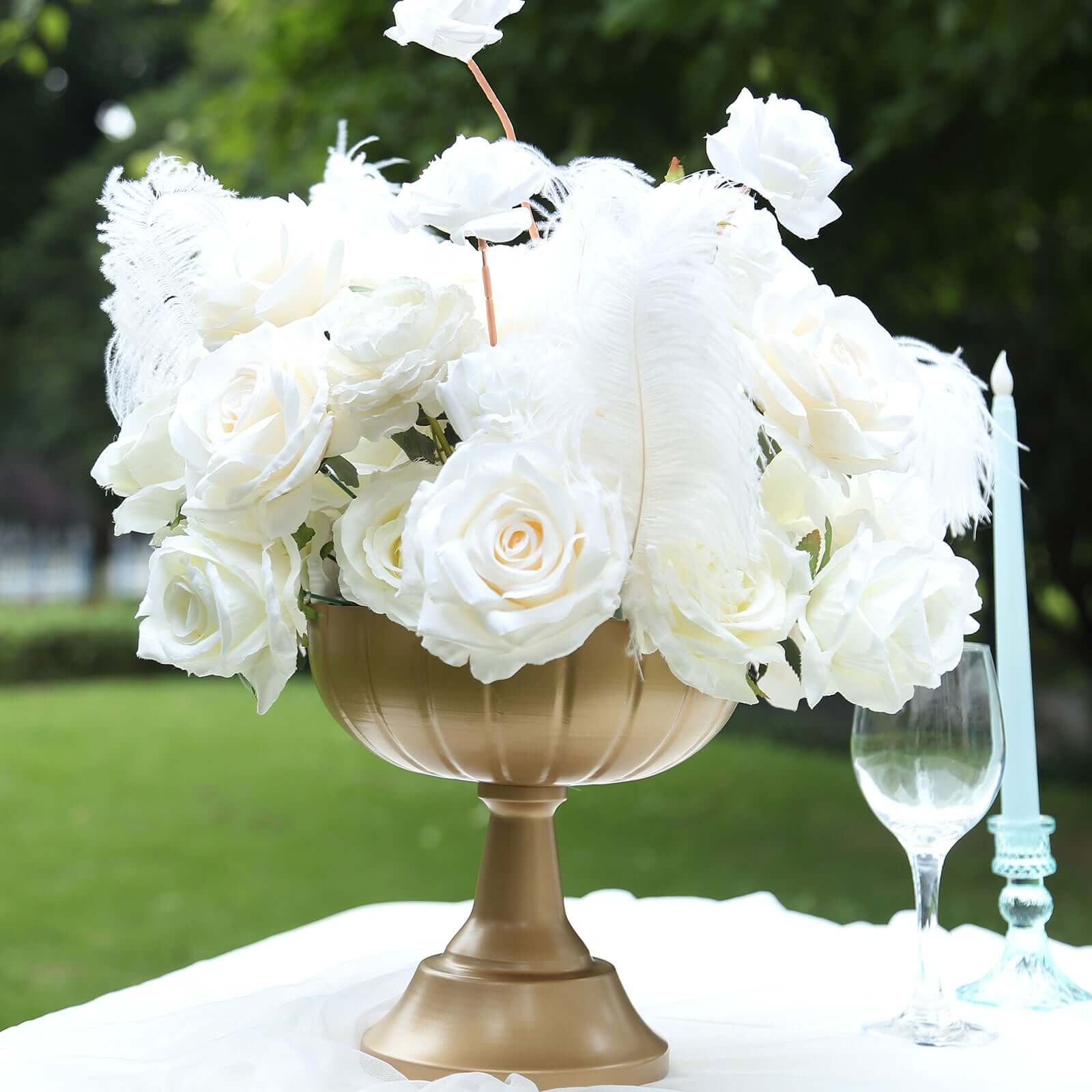 4 - Pack Metal Compote Pedestal Bowl Flower Vases in Grecian Urn Style Gold - Refined Floral Wedding Table Centerpieces 8.5" - Bell Racket Store