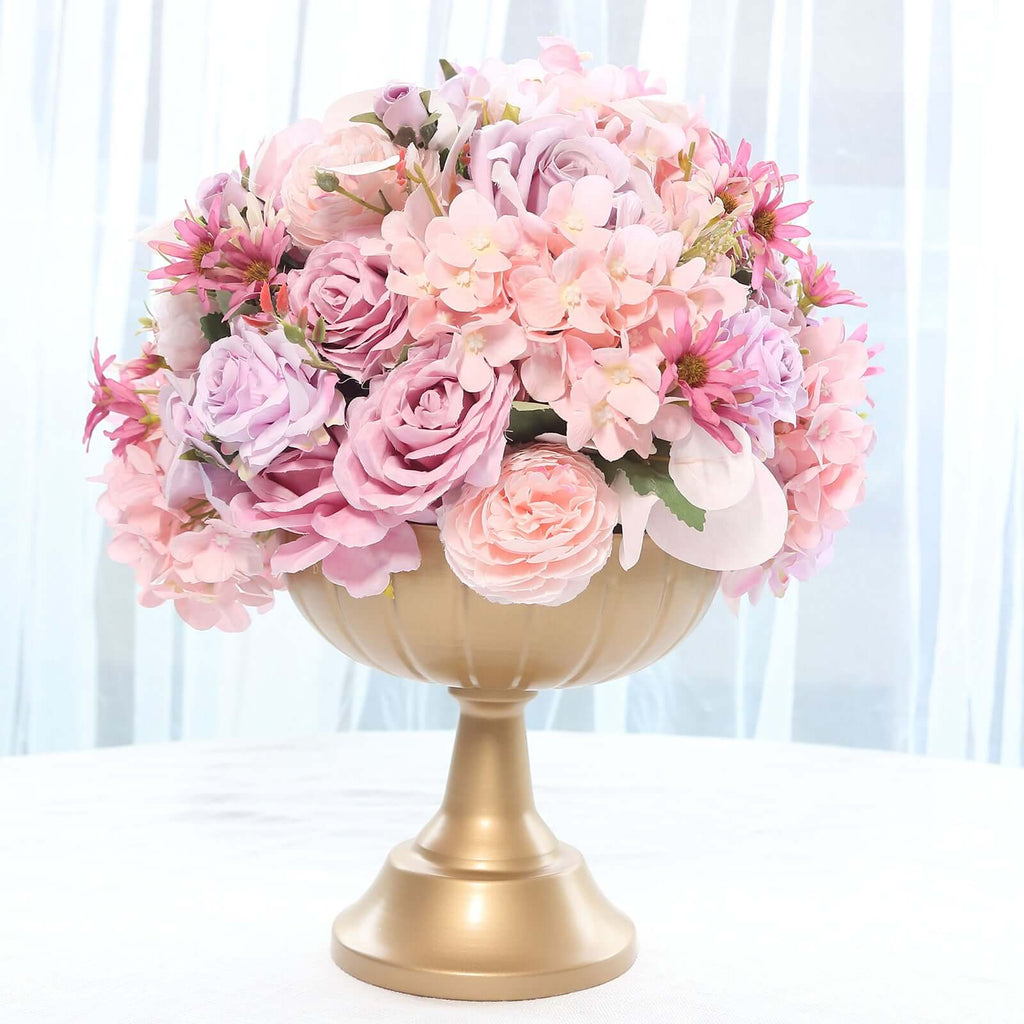 4 - Pack Metal Compote Pedestal Bowl Flower Vases in Grecian Urn Style Gold - Refined Floral Wedding Table Centerpieces 8.5" - Bell Racket Store