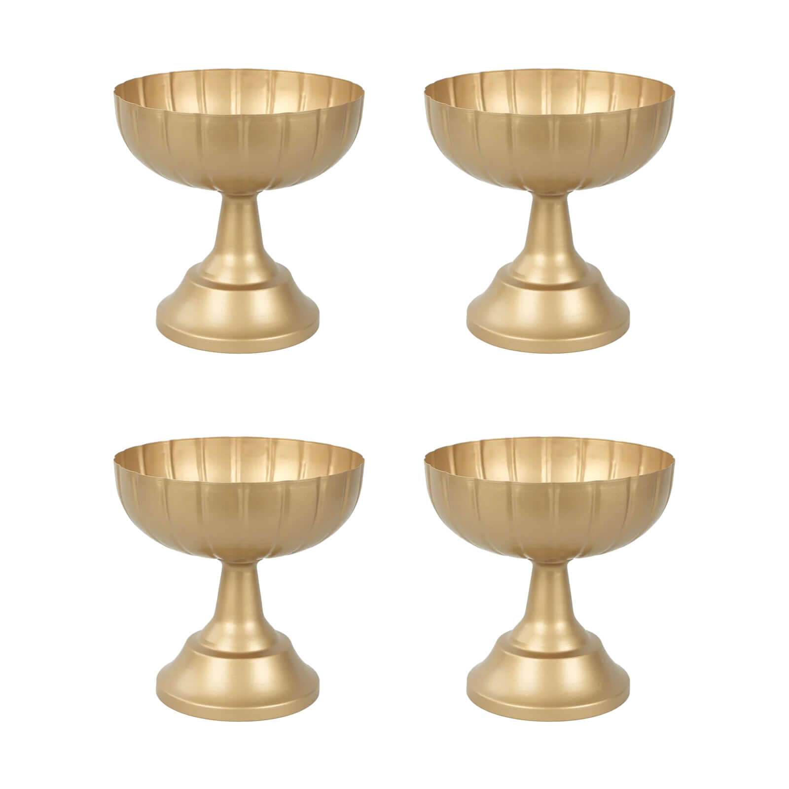 4 - Pack Metal Compote Pedestal Bowl Flower Vases in Grecian Urn Style Gold - Refined Floral Wedding Table Centerpieces 8.5" - Bell Racket Store