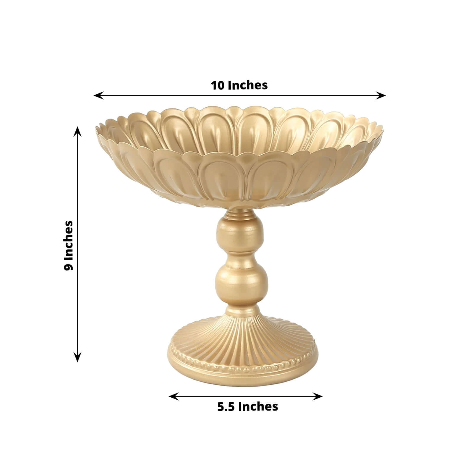 4 - Pack Metal Compote Pedestal Bowl Flower Vases with Vintage Floral Pattern Gold - Decorative Wedding Table Centerpieces 10" - Bell Racket Store
