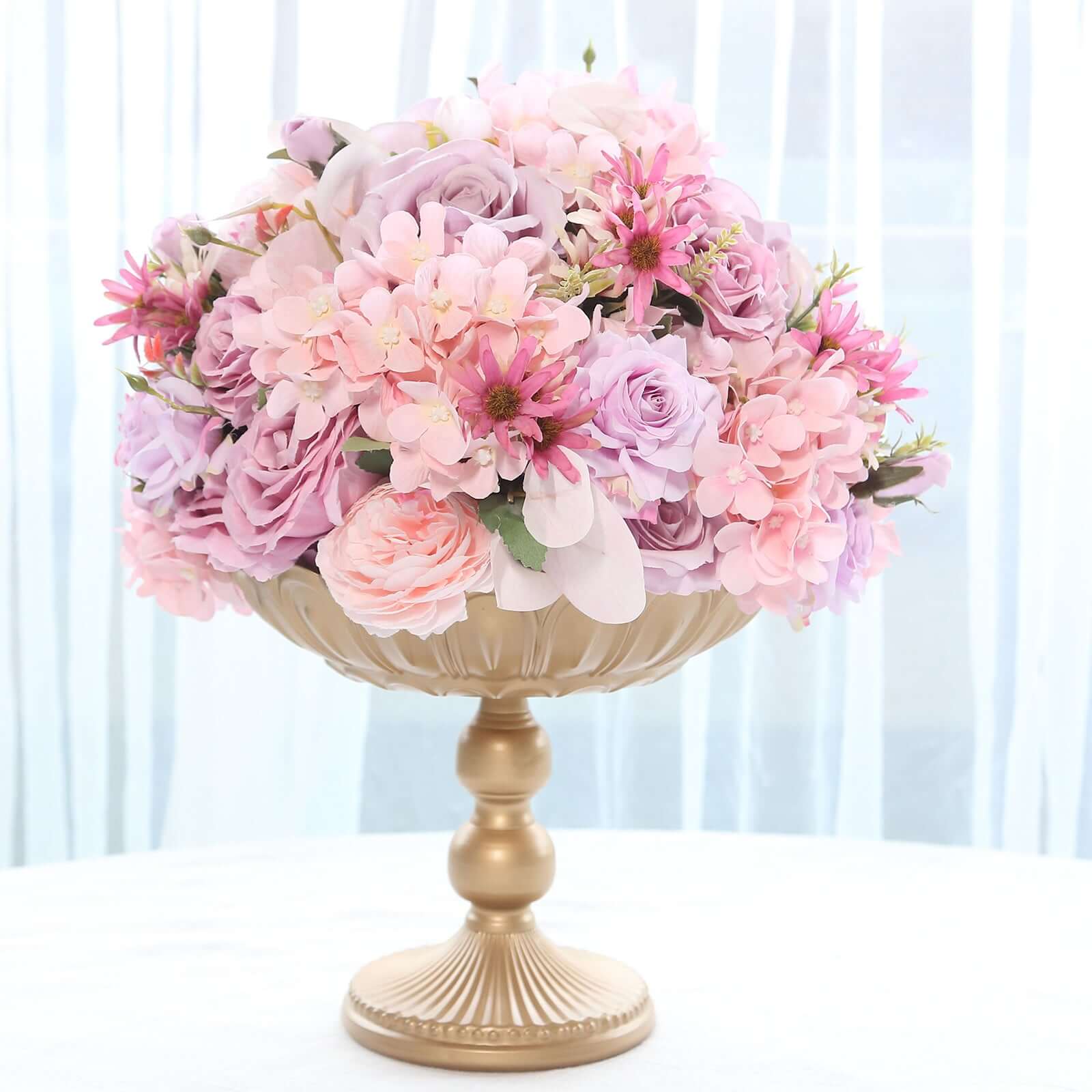 4 - Pack Metal Compote Pedestal Bowl Flower Vases with Vintage Floral Pattern Gold - Decorative Wedding Table Centerpieces 10" - Bell Racket Store