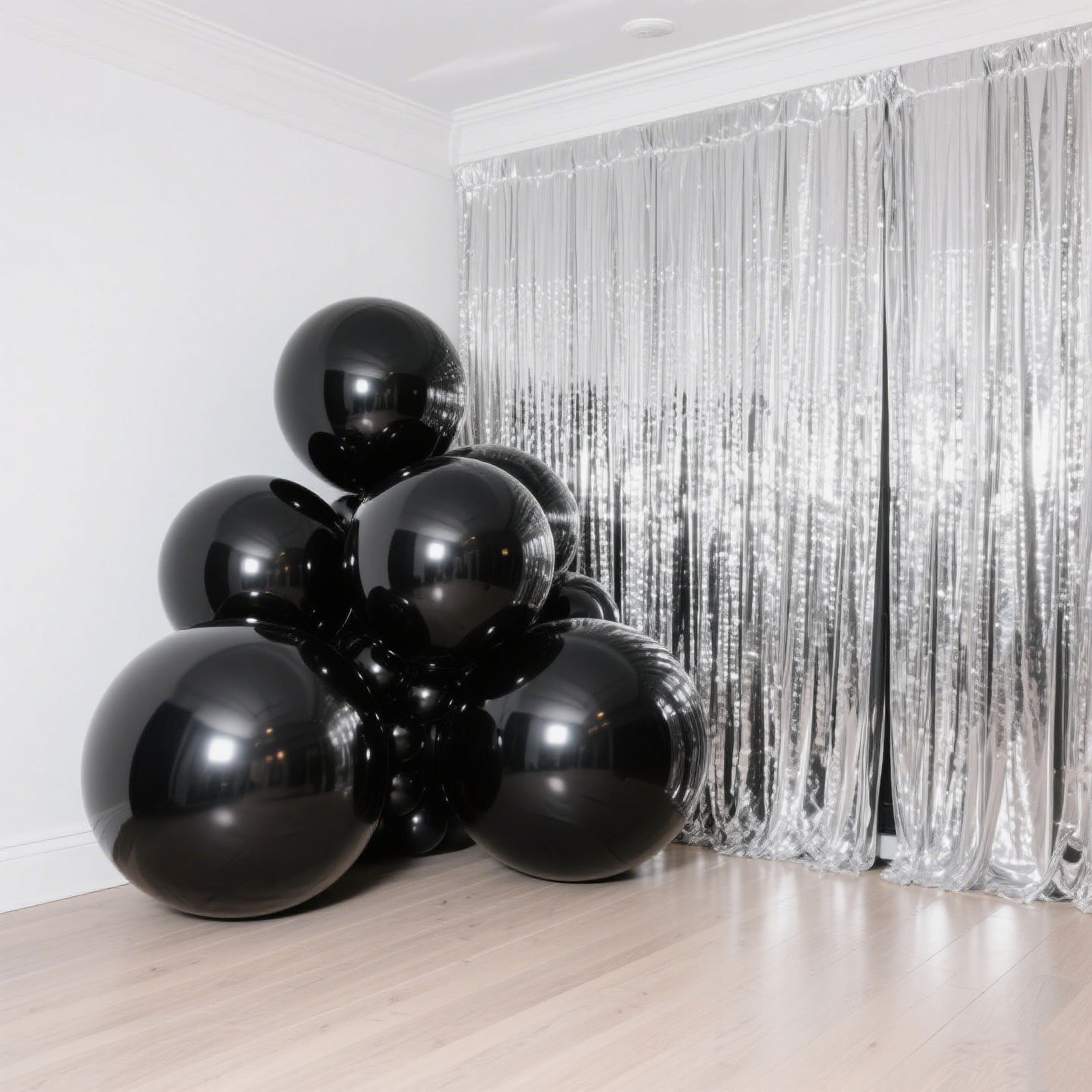4 - Pack Metallic Black Sphere Balloons, 39" Orbz Mylar Balloons Helium or Air - Filled Party Supplies - Bell Racket Store