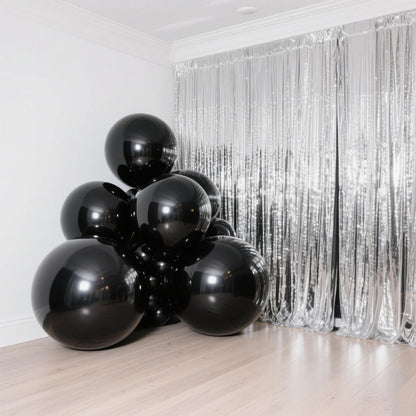 4 - Pack Metallic Black Sphere Balloons, 39" Orbz Mylar Balloons Helium or Air - Filled Party Supplies - Bell Racket Store