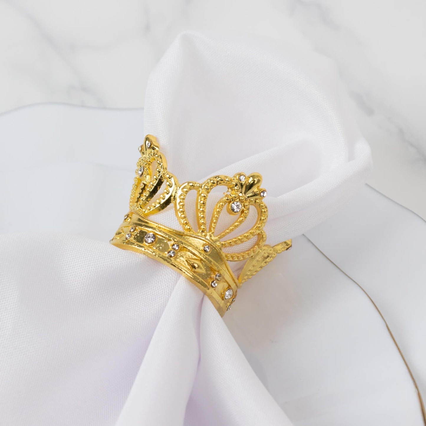 4 Pack Metallic Gold Crown Rhinestone Napkin Rings, Royal Bling Napkin Holders - Bell Racket Store