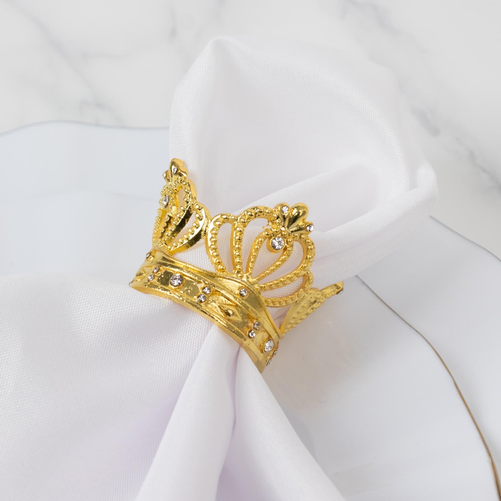 4 Pack Metallic Gold Crown Rhinestone Napkin Rings, Royal Bling Napkin Holders - Bell Racket Store