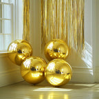 4 - Pack Metallic Gold Sphere Balloons, 39" Orbz Mylar Balloons Helium or Air - Filled Party Supplies - Bell Racket Store