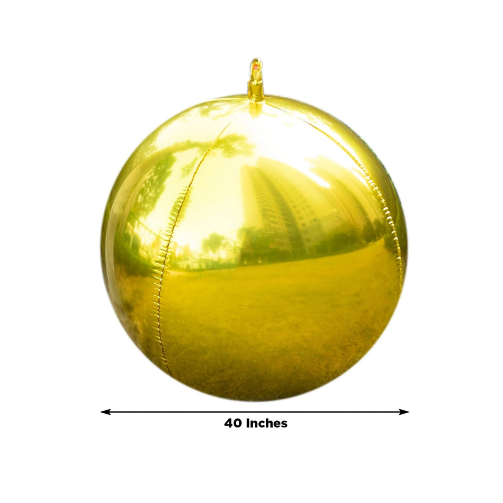 4 - Pack Metallic Gold Sphere Balloons, 39" Orbz Mylar Balloons Helium or Air - Filled Party Supplies - Bell Racket Store