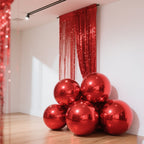 4 - Pack Metallic Red Sphere Balloons, 39" Orbz Mylar Balloons Helium or Air - Filled Party Supplies - Bell Racket Store
