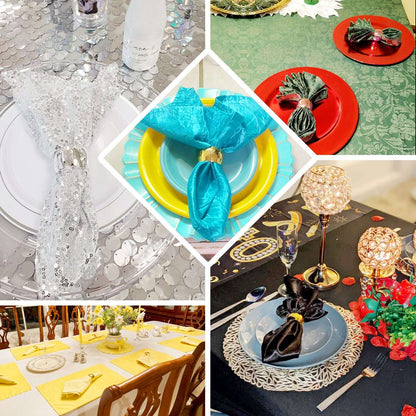 4 Pack Metallic Silver Hammered Pattern Metal Napkin Rings - NestOCart