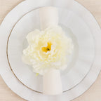 4 - Pack Napkin Holders with Silk Peony Flower â€“ Ivory Floral Napkin Rings for Dining Table Settings - Bell Racket Store