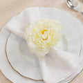 4 - Pack Napkin Holders with Silk Peony Flower â€“ Ivory Floral Napkin Rings for Dining Table Settings - Bell Racket Store