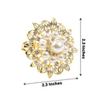 4 Pack Pearl And Diamond Rhinestone Flower Gold Metal Napkin Rings, Decorative Napkin Buckle Holders - Bell Racket Store