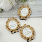 4 - Pack Picture Frames Gold Resin Decorative Baroque Oval Design - Beaded Place Card Holders & Party Favors 4" - Bell Racket Store