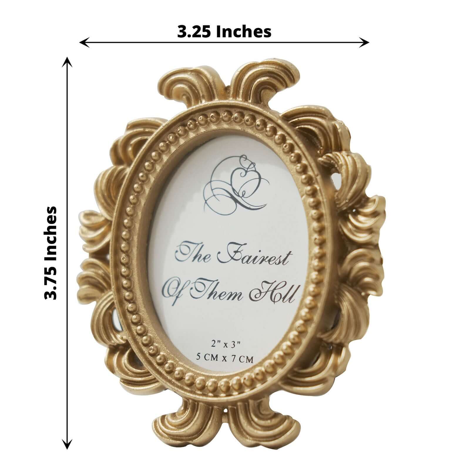 4 - Pack Picture Frames Gold Resin Decorative Baroque Oval Design - Beaded Place Card Holders & Party Favors 4" - Bell Racket Store