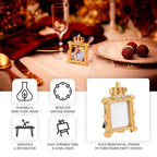 4 - Pack Picture Frames Gold Resin Royal Crown Design Square - Baroque Wedding Place Card Holders & Party Favors 3.5" - Bell Racket Store