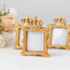 4 - Pack Picture Frames Gold Resin Royal Crown Design Square - Baroque Wedding Place Card Holders & Party Favors 3.5" - Bell Racket Store