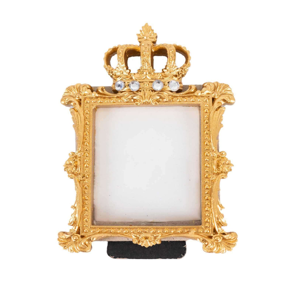 4 - Pack Picture Frames Gold Resin Royal Crown Design Square - Baroque Wedding Place Card Holders & Party Favors 3.5" - Bell Racket Store