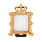 4 - Pack Picture Frames Gold Resin Royal Crown Design Square - Baroque Wedding Place Card Holders & Party Favors 3.5" - Bell Racket Store