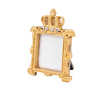 4 - Pack Picture Frames Gold Resin Royal Crown Design Square - Baroque Wedding Place Card Holders & Party Favors 3.5" - Bell Racket Store