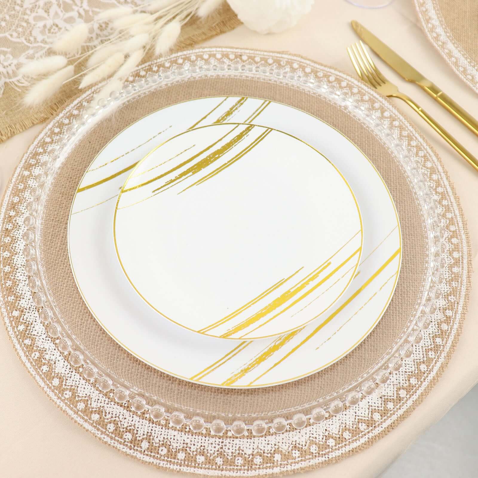 4 - Pack Placemats Braided Design Natural Jute and White Round - Rustic Burlap Woven Table Mats 15" - Bell Racket Store