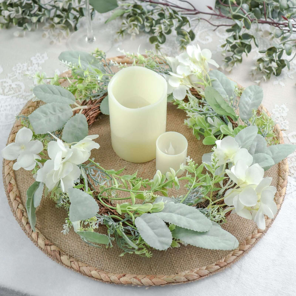 4 - Pack Placemats Braided Edge Design Natural Burlap Jute Round - Rustic Farmhouse Style with Trim 15" - Bell Racket Store